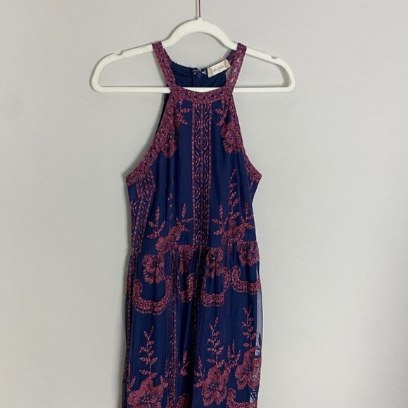 Altar'd State Plum Onawei Maxi Dress Womens Medium Lace Layered Sleeveless - Picture 4 of 9